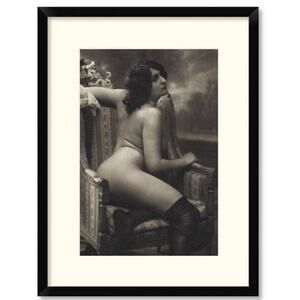 On The Armchair Paris C. 1910 Vintage Nude Framed Print